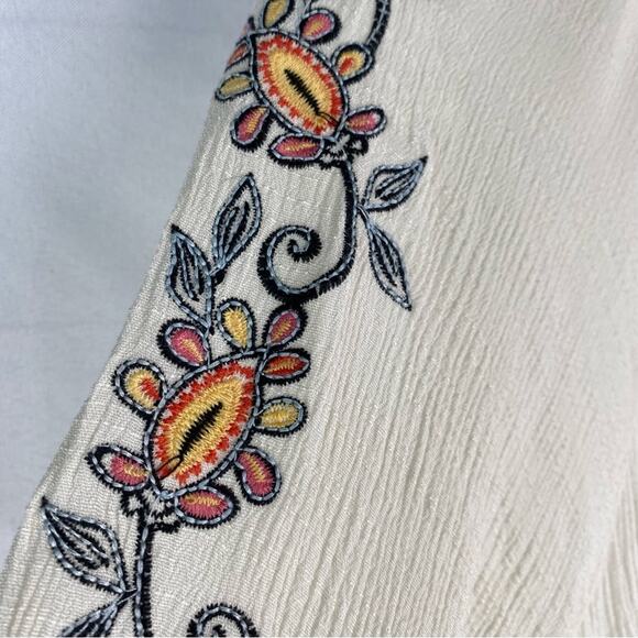 En Creme Anthropologie Embroidered Gauze Tunic Shirt Dress Women S Cream‎ Boho - Picture 5 of 7